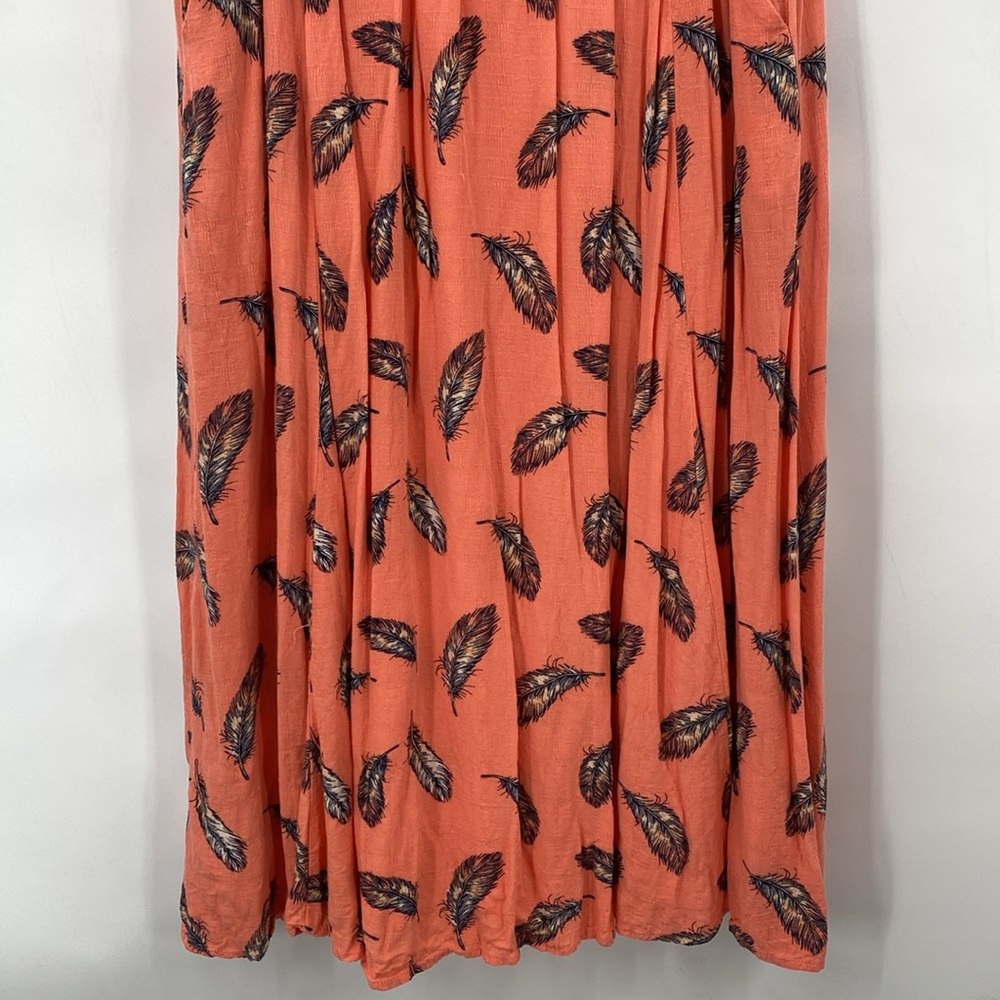 Torrid Cross Hatch Pinafore Midi Skater Dress Feather Coral Print Plus Size 1X - Picture 7 of 14